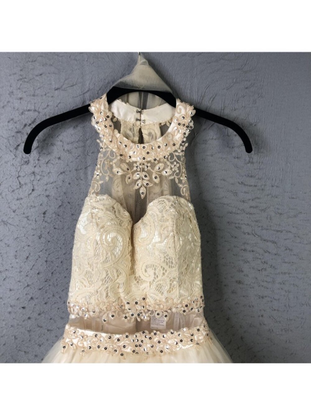 Star Box Dress Womens L Crea, Lace Halter Fit Flare Tulle Short Rhinestone Party - Picture 6 of 16